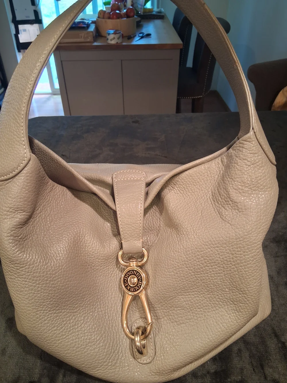 Dooney & Bourke Cream Pebbled Leather Hobo Bag